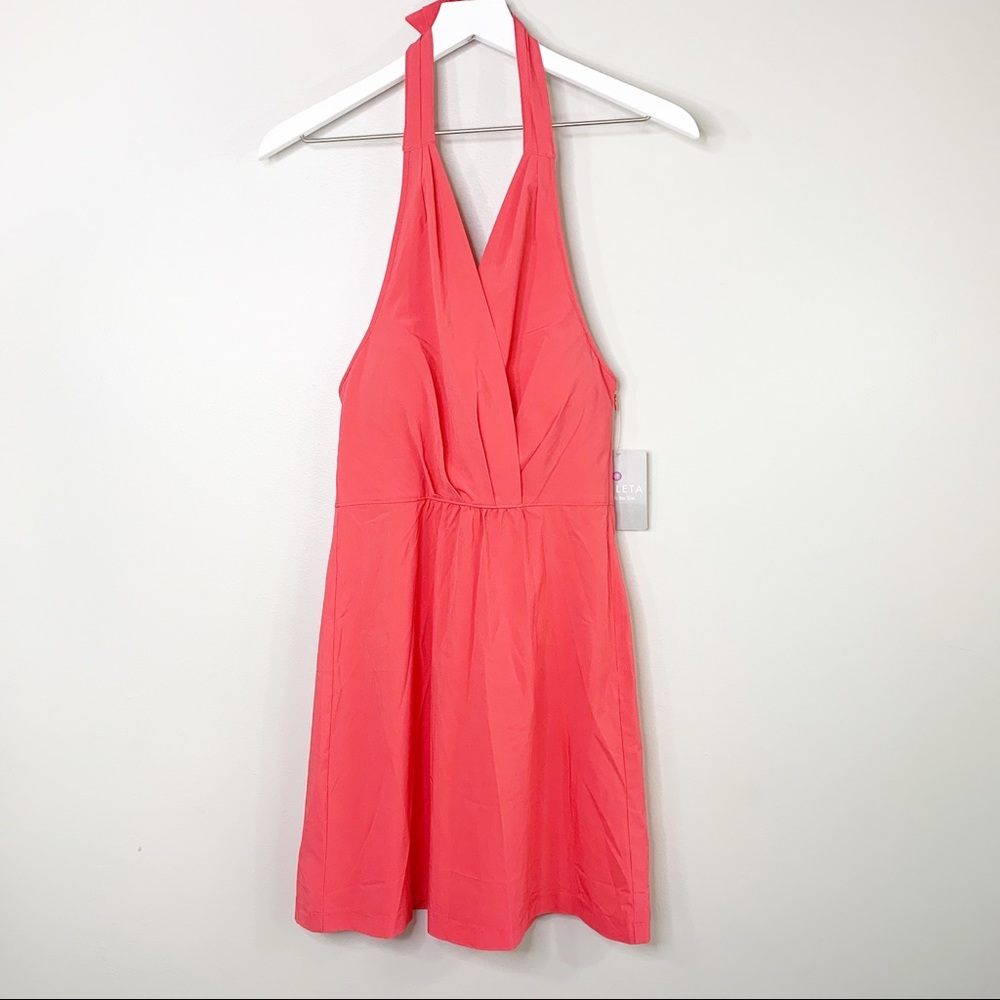 NWT ATHLETA Pink Go Anywhere Halico Halter Dress